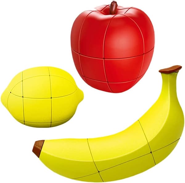 3D Fruktkub Set med Banan Citron och Äpple Magic Cube Bundle Barns Pedagogiska Leksaker 3 Pack