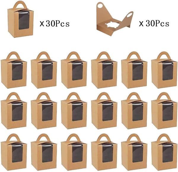 30 stk bærbare cupcake-esker, bursdags-cupcake-esker, individuelle cupcake-esker med vindu