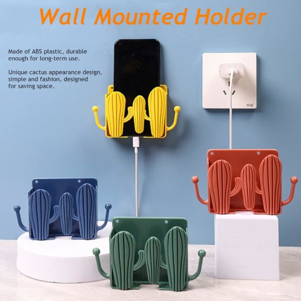 2st väggmonterad fjärrkontroll förvaringsbox Telefonladdarehållare (gul + grön) color 1
