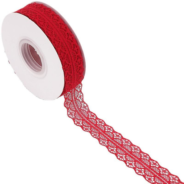 Spetsband 1,2 tums brett vintage rullband 25 yards för presentinslagning (vinröd) red