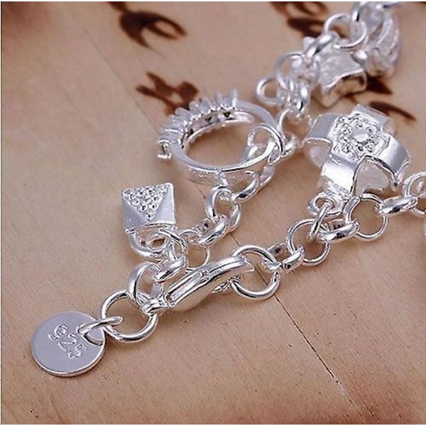 925 Sterling Silver Armband med Flera Charms Zirkon Armband Charm Smycken Present