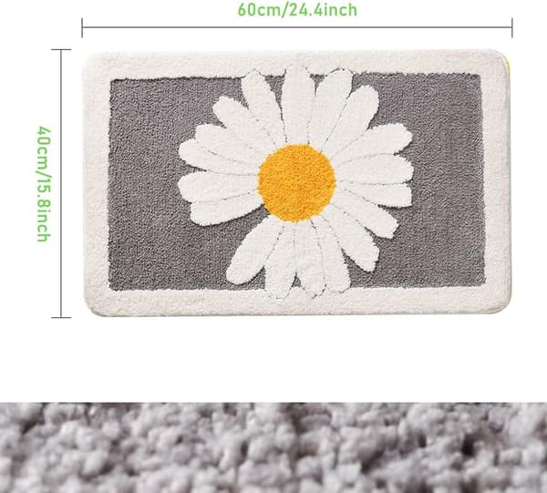 Badeværelse skridsikkert tæppe Daisy Superblød indgangspolstret måtte (grå, 40x60 cm) grey