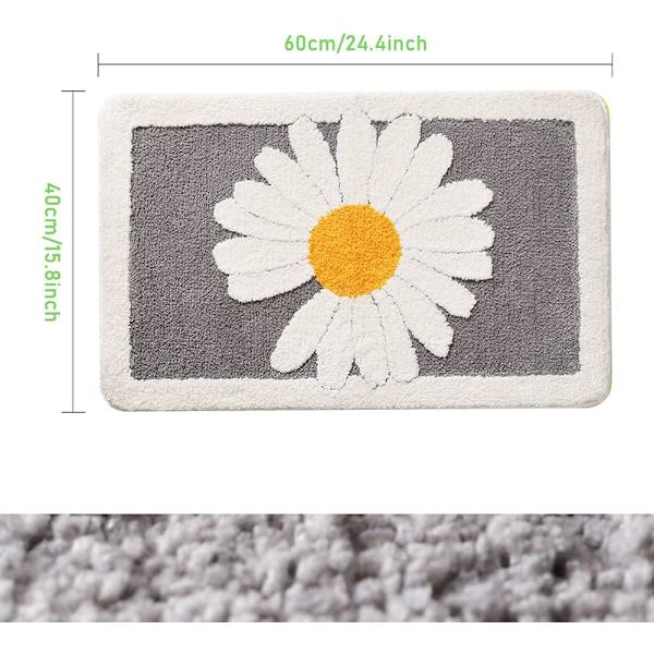 Badrum halkfri mat Daisy supermjuk entré vadderad matta (grå, 40x60 cm) grey