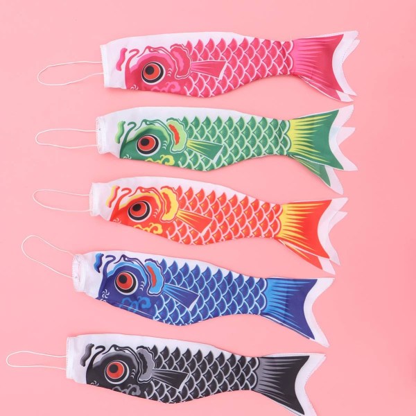 5 st japanska karpvindstrumpor Streamer fiskflagga drake hängande dekor 40cm