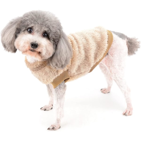 Fleece Hundtröja Vinter Varma Tröja Jacka Rock för Små Hundar Mjuk Fuzzy Valp Kläder för Husdjur, Brun L brown