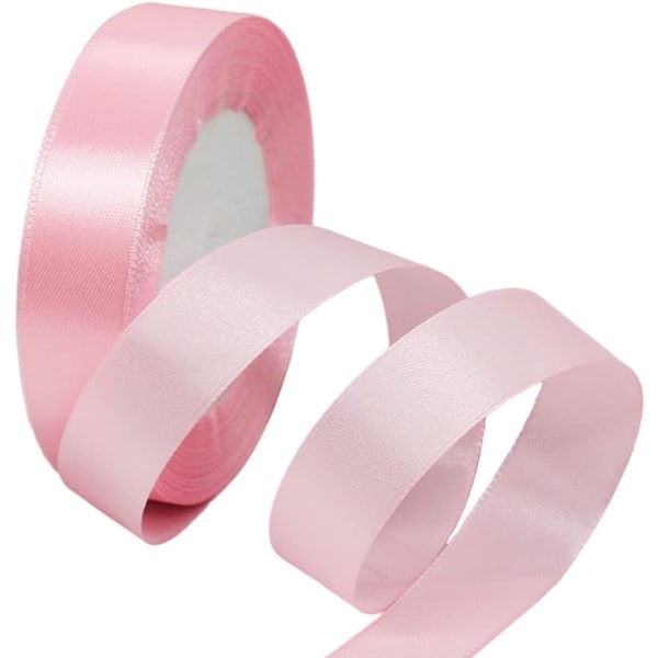 20 mm för presentförpackning, 22,86 M dubbelsidigt satinpolyesterband Ballong-rosa pink