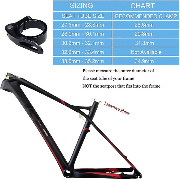 Cykelstolpsklämma i aluminiumlegering Snabbkoppling för cykelsadelstolpe (Titan 31,8 mm) Titanium 31.8mm