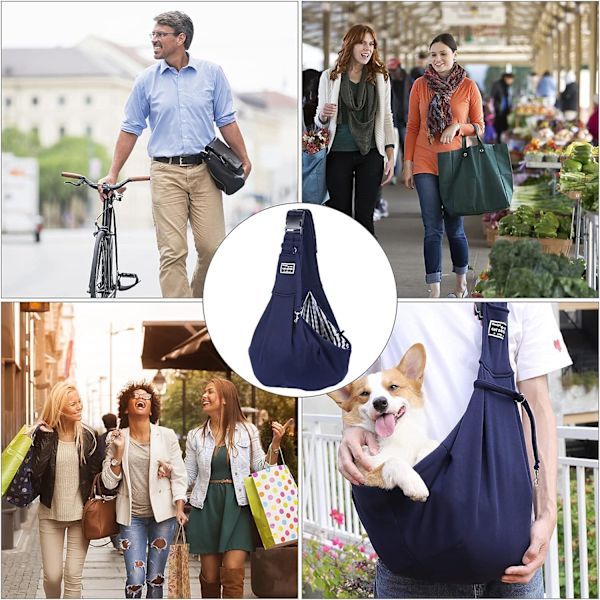 Bärväska för husdjur, axelväska för små hundar (marinblå) navy blue