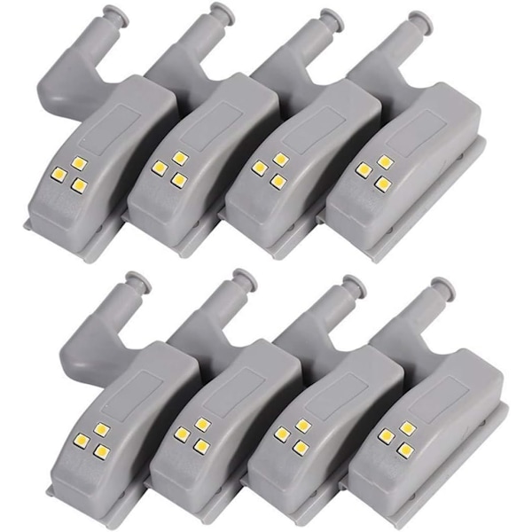 8 st LED-sensorljus för skåpsgångjärn, för köksskåp, garderob, sensor nattlampor - belysning (vit) white