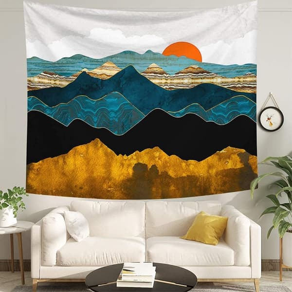Nature Sunset Landscape Tapestry,Väggbonader Dekor Sovrum Tapestry Decor,78.7x59in