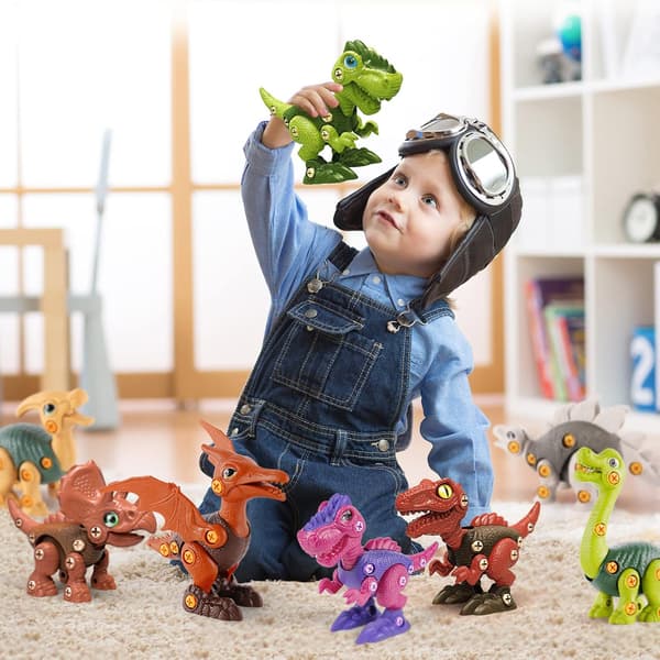 Saml selv dinosaurlegetøj med påske-dinosauræg byggeklodser til børn