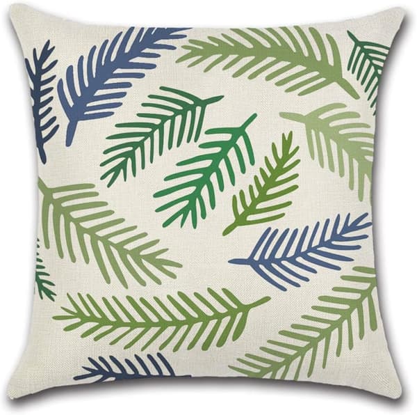 Sett med 4 vanntette putetrekk utendørs dekorative sofaputetrekk 45 x 45 cm (grønne blader)