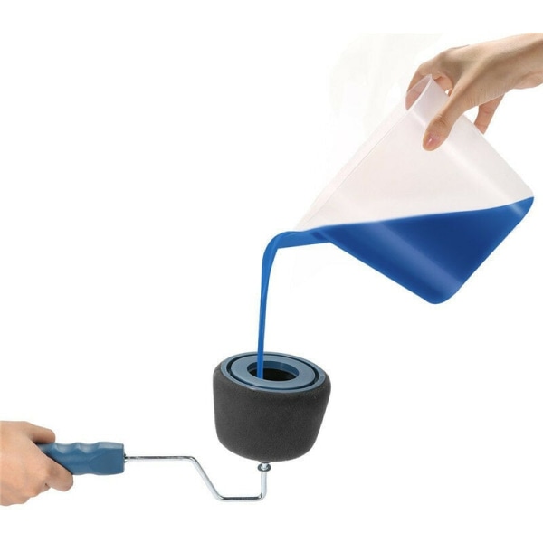 Paint Roller Kit med 6 målarverktyg, med integrerad behållare, anti-dropp och anti-fouling system, lätt att använda