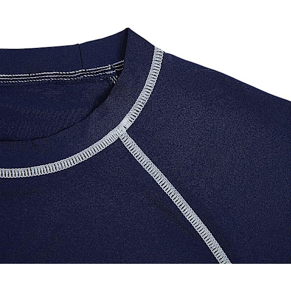Herr kortärmad snabb torkande badtopp surf UV solskydd baddräkt (marinblå)M Navy Blue m