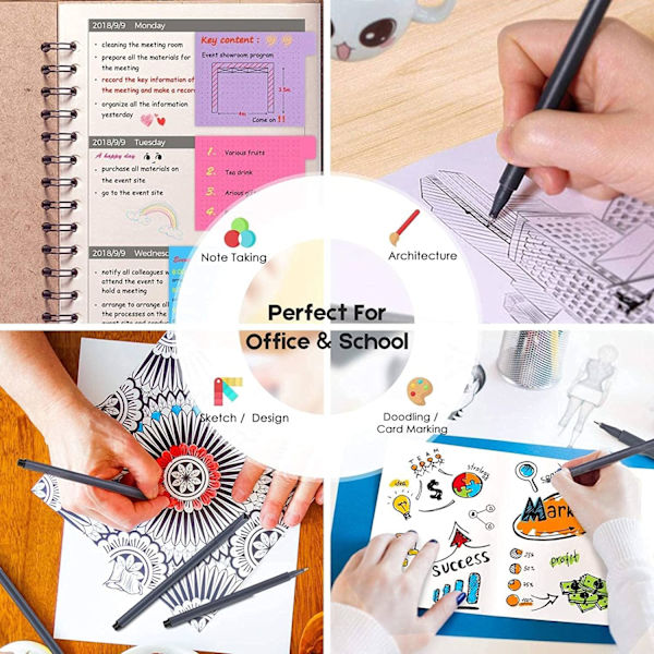 Färgade pennor för journaling, 36 levande färger Fineliner pennor