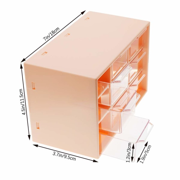 Små förvaringslådor, förvaringslåda för konsthantverk i bordsskivor, 9 avtagbara lådor (rosa) Pink