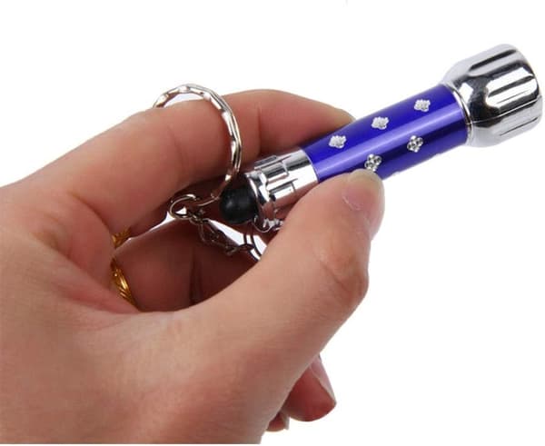 Bærbar LED aluminiumslegering Mini Lommelygte Nøglering (Tilfældig farve) 8 Stykker