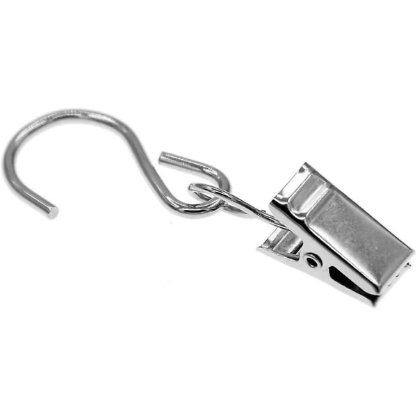 50-pack metallhängande klämmor krokar för gardin och ljusslingor, multifunktionshängare för hängränna (silver) Silver