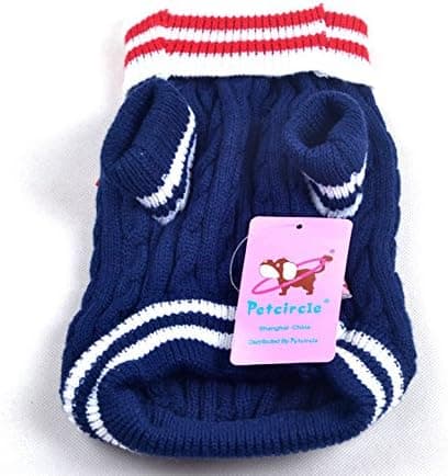 Vinter kæledyr varm striktrøje pullover jakke (blå, M størrelse) 1 stk Blue