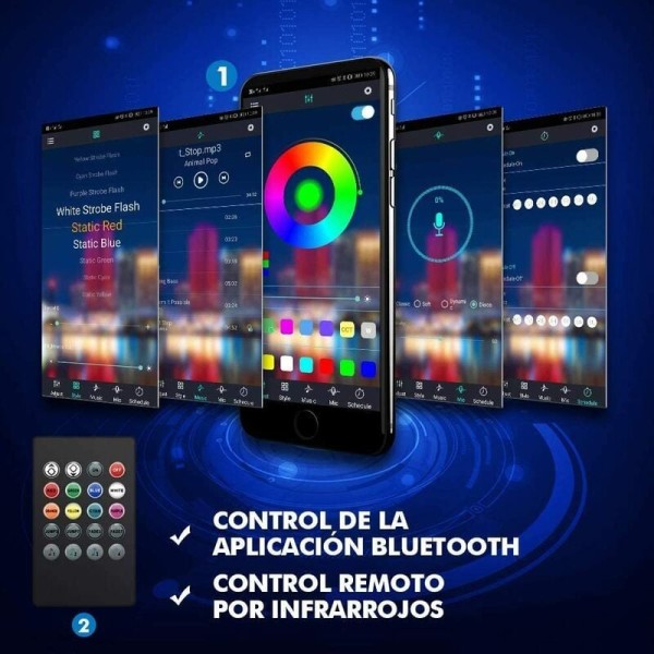 Bluetooth LED-remsa, 5M RGB 5050 IP65 LED-remsa med 28 dynamiska lägen, styrd av applikation och fjärrkontroll