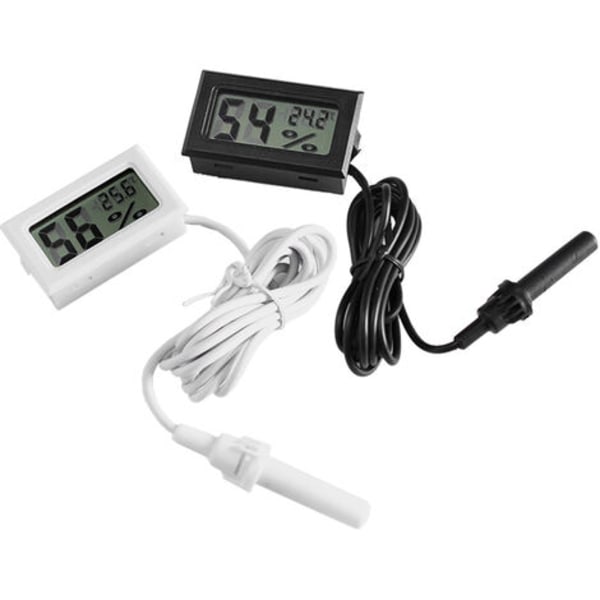 LCD Integrerad Digital Tuner Termometer Hygrometer med Extern Sond för Kläckeri Akvarium Fjäderfä Reptil Svart -