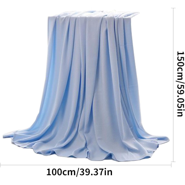 Fiber Sommarfiltar Dubbelsidig Kylande Fiber Sömnsoft Filt för Sovrum, 100x150cm, Blå blue