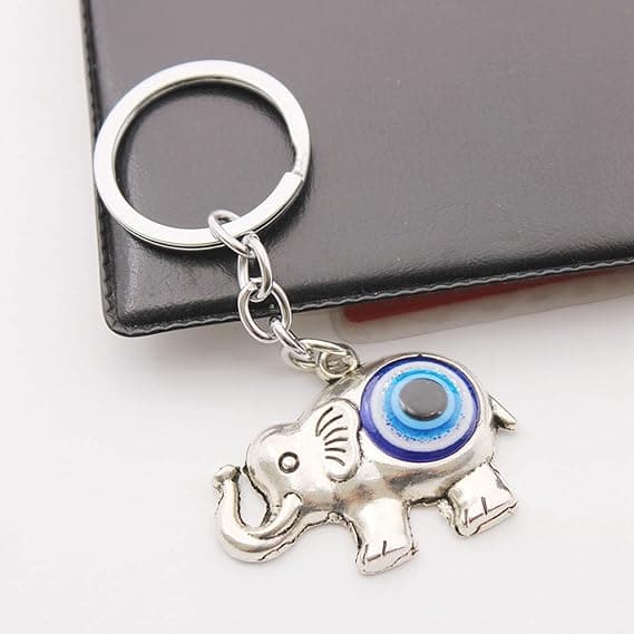 Blå Evil Eye Nøglering, Lykke Elefant Nøglering, Lykke Nøgle Vedhæng Elefant Charm