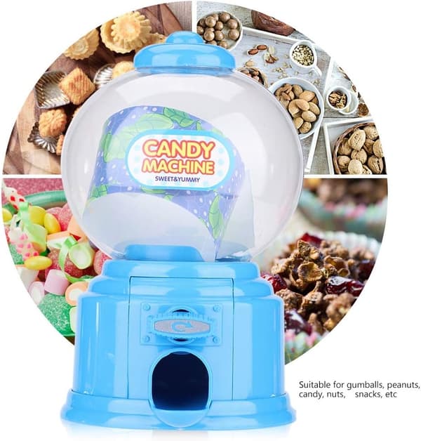 Godterimaskin for barn, mini sparegris i plast, dispenser for barn (blå) Blue