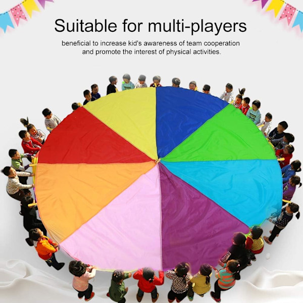 Barnlek Parachute, Utomhuslek Tält Multi-Color Rainbow Flygande Parachute (2m) 2m