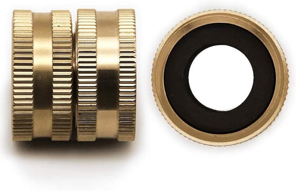 3/4\" Koppling för trädgårdsslang i mässing med dubbeladapter, vattenledningsslangkopplingar - 2 stycken
