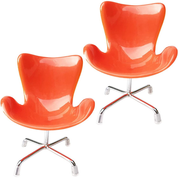1:6 Dockhus Miniatyr Plaststol DIY Simulering Arm Svängbar Stol (orange) 2 st Orange