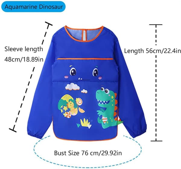 Malerforkle for barn, vanntett håndverksforkle, barn 6-9 år, jenter, skolebarn (stil 2) blue
