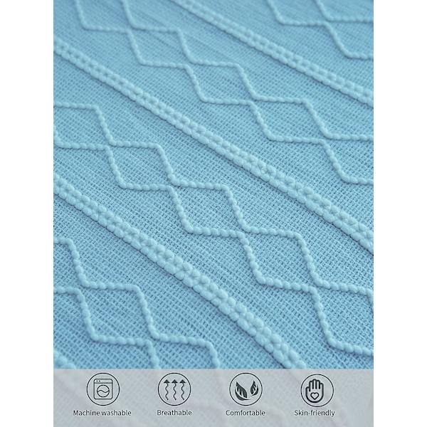 Mjuk stickad filt, vändbar filt, mjuk filt, sjöblå 127*180cm - stil 2 color 5