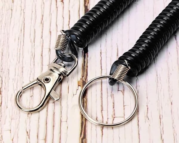 6 st Spiral Retractable Spring Coil Nyckelring Stöldskydd Anti-lost Stretch Cord(Svart)