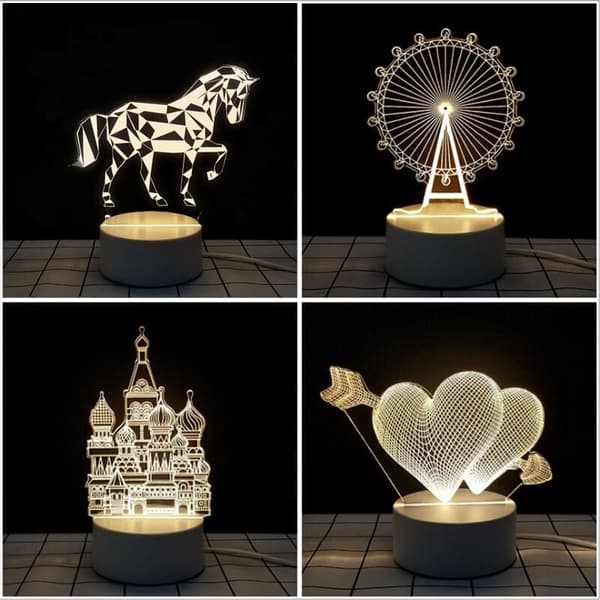 Hjem 3D Nattlys Nattlysdekorasjon i form av en ugle (Ugle USB Monokrom), for stue og barnerom