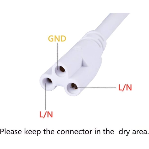 LED Lysrör rörkontakt 3 håls kabel (vit) 2 st
