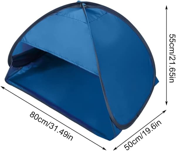 Mini strandly, popup hodestøttetelt, UV-beskyttelse, sol- og vindbeskyttelse, sammenleggbart (blå L) l