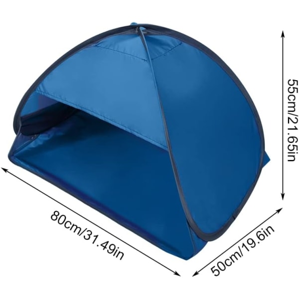 Mini strandskydd, popup-huvudstödstält, UV-skydd, sol- och vindskydd, hopfällbart (blå L) l