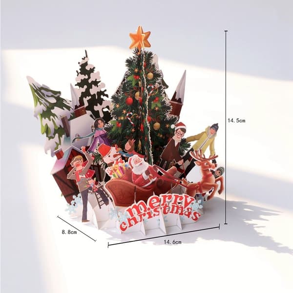 3D julekort, pop-up julekort med konvolutt