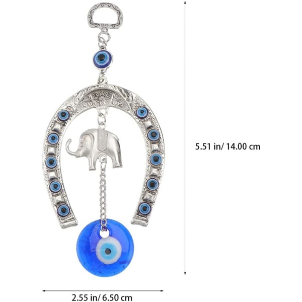 Elephant Blue Eye Horseshoe Amulet Nazar Bead Lycka till Välsignelse Skyddsberlocker för hembil