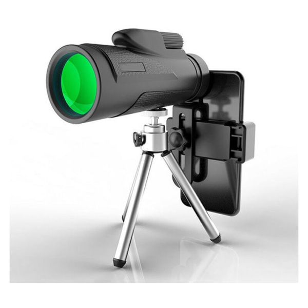 12x50 HD kraftfullt enkelrör vattentätt monokulärt teleskop för konserter, jakt, fågelskådningsturer med telefonhållare och stativ.