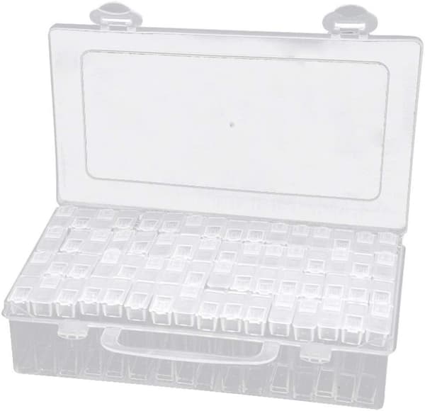 Glasperle opbevaringsboks Gennemsigtig Mini Plast Organizer DIY 64 Gitre