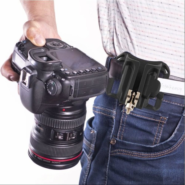 DSLR-kamerabältesklämma, kamerahållarklämma för bälte, kamerabälteshållare, kamerabältesklämma, svart