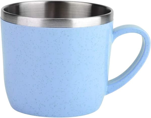 Termoskopp i rustfritt stål og hvetestrå, isolert kaffe-/melkekrus