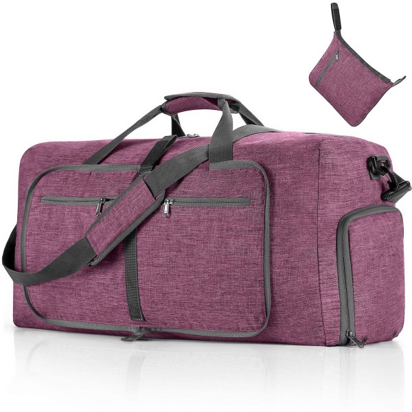 65L packbar duffelväska med skofack Unisex resväska Vattentät duffelväska (lila) Purple