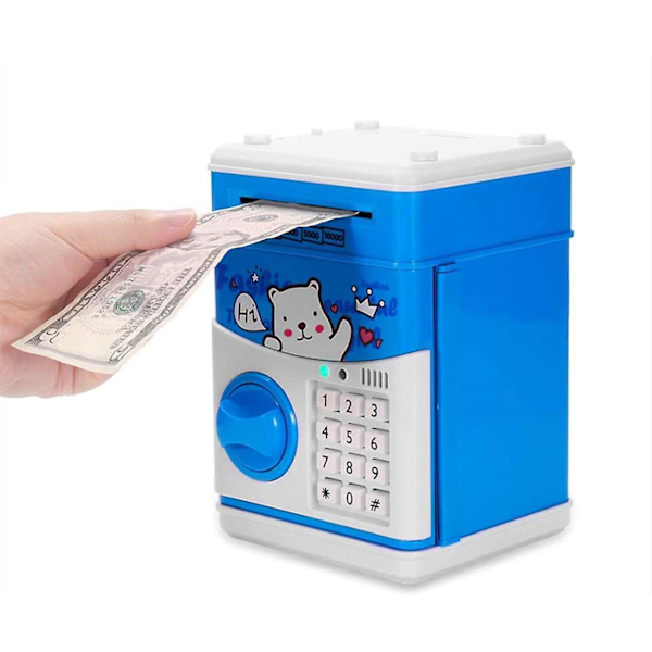 Elektronisk spargris Mini ATM Lösenord Mynt Sparbössa Barnleksaker Gåvor blue