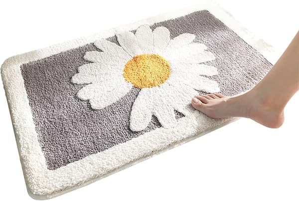 Badeværelse skridsikkert tæppe Daisy Superblød indgangspolstret måtte (grå, 40x60 cm) grey