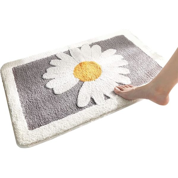 Badrum halkfri mat Daisy supermjuk entré vadderad matta (grå, 40x60 cm) grey