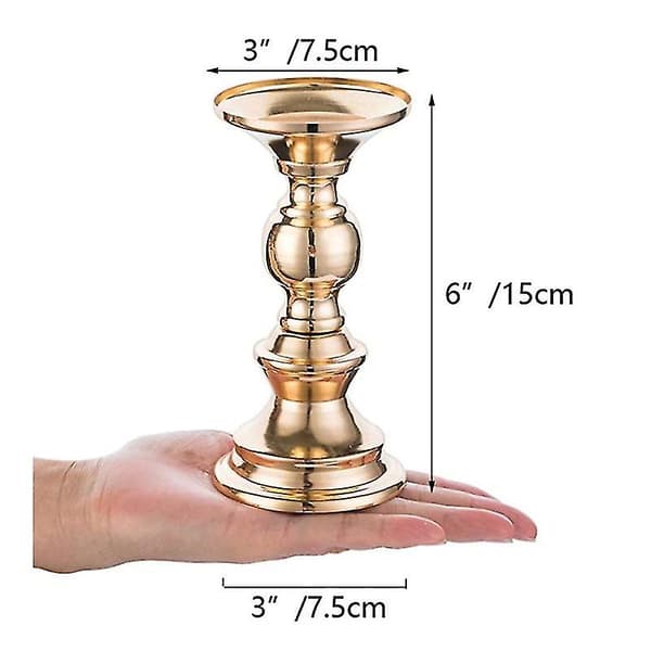 2 st pelare ljusstakar, bröllopsdekorationer metall ljusstake Gold