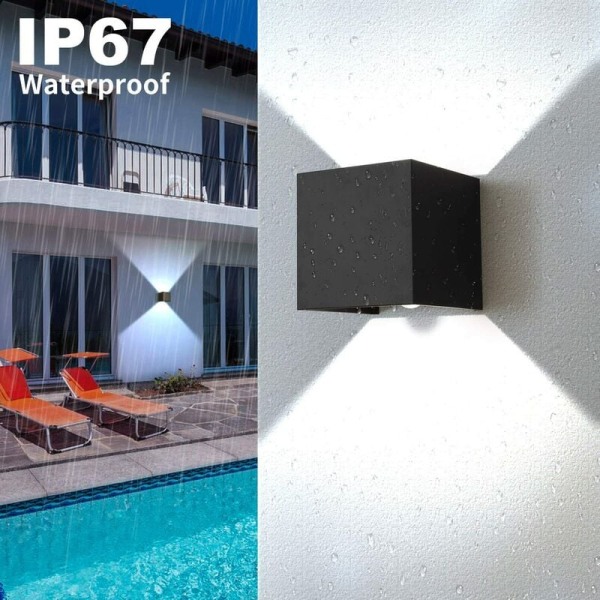 12W utomhus inomhusvägglampa med rörelsesensor, LED-vägglampa med justerbar vinkel, vägglampa IP67 vattentät 6000K kallvit